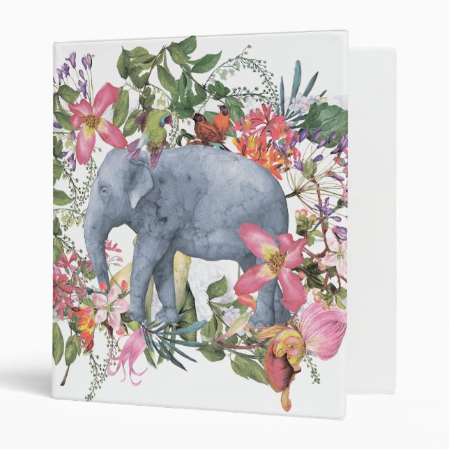 Elephant in flower jungle 3 ring binder (Front/Inside)