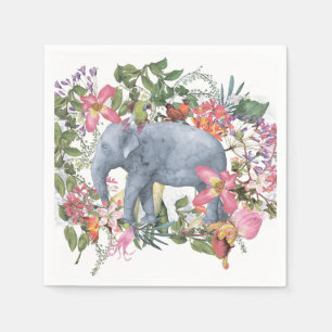 Elephant in flower jungle paper napkins