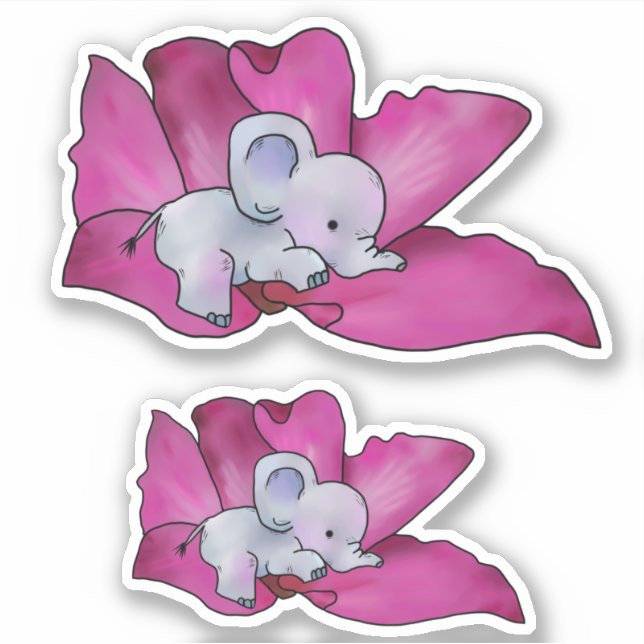 Elephant in flowerSticker Sticker (Front)