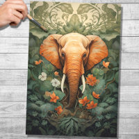 Elephant In Foliage 1 Decoupage Paper
