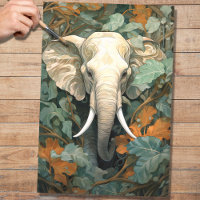 Elephant In Foliage 3 Decoupage Paper