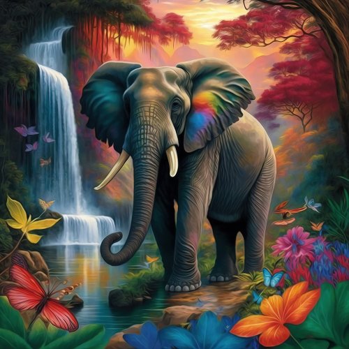 Elephant in Majestic Scenery Jigsaw Puzzle