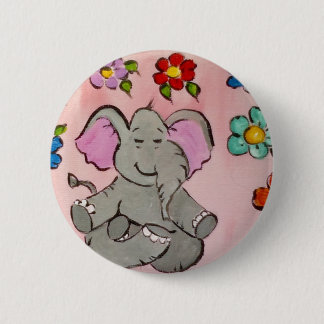 Elephant in meditation pinback button