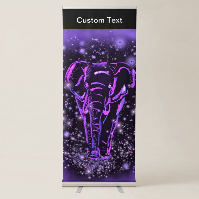 Elephant In Night Retractable Banner Custom Text (Front)
