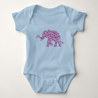 Elephant in Pink Hearts Baby Bodysuit