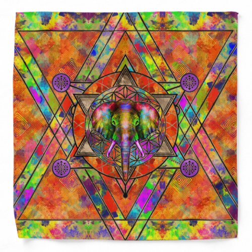 Elephant in Sacred Geometry Composition _ Color Bandana