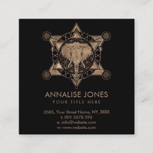 Elephant in Sacred Geometry Composition Square Business Card