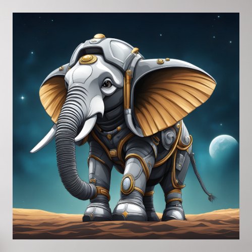 Elephant in space poster