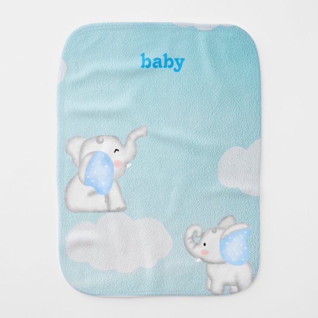 Elephant in the Clouds  Baby Burp Cloth (Front)