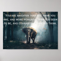 Elephant in the forest with a positive quote