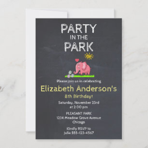 Elephant in the Grass Party in the Park Invite