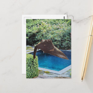 Elephant in the pool sureal collage postcard
