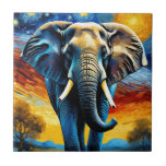 Elephant in the starry night ceramic tile<br><div class="desc">Elephant in the starry night illustration inspired by Van Gogh Painting</div>