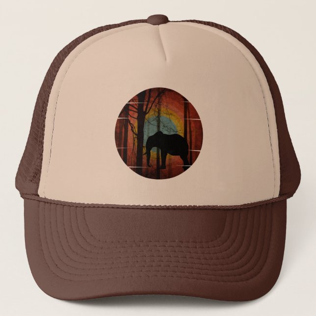 ELEPHANT IN THE WOODS FOREST TRUCKER HAT (Front)