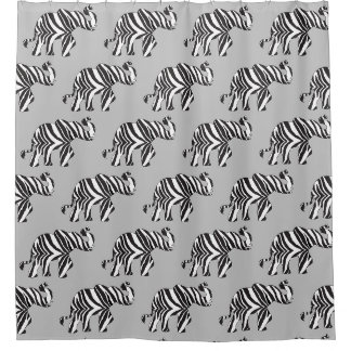 Elephant in Zebra Print Shower Curtain