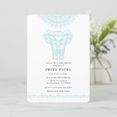 Elephant Indian Blue Baby Shower Invitation (Standing Front)