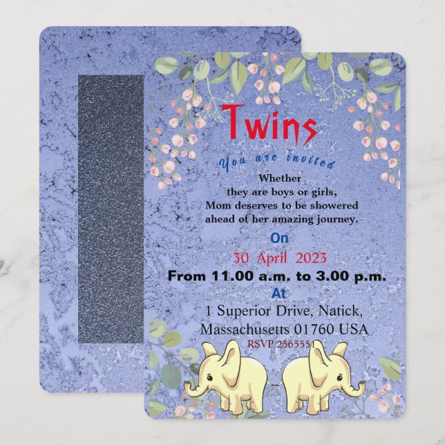 Elephant  invitation (Front/Back)