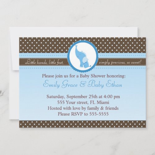 Baby Elephant Sweet invitation Shower or Birthday