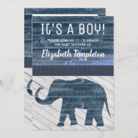 Elephant It's A Boy Baby Shower Invitations