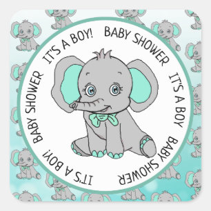 Elephant, It's a Boy, Baby Shower Square Sticker