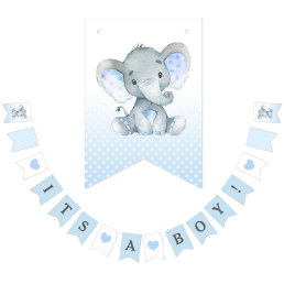 Elephant Its A Boy Bunting Flags Banner Blue