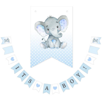 Elephant Its A Boy Bunting Flags Banner Blue by CallaChic at Zazzle