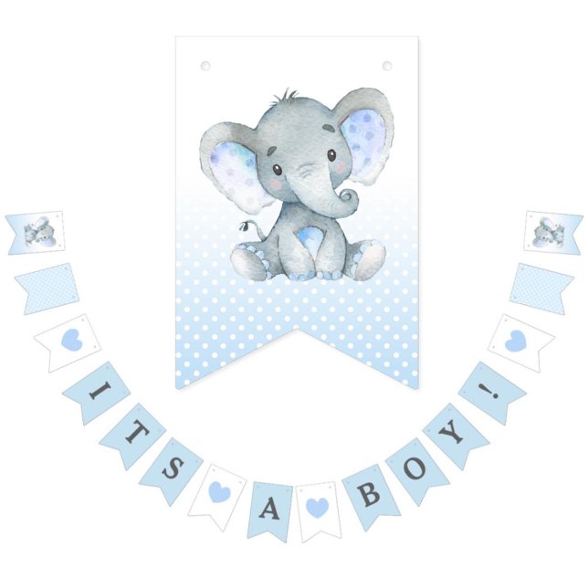 Elephant Its A Boy Bunting Flags Banner Blue (Creator Uploaded)