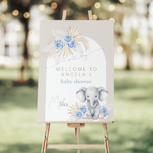 Elephant It's a Boy Safari Boho Floral Baby Shower Foam Board