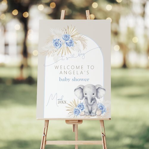 Elephant Its a Boy Safari Boho Floral Baby Shower Foam Board