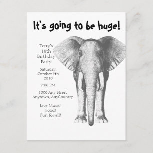 Elephant--It's going to be huge- Birthday Invitation
