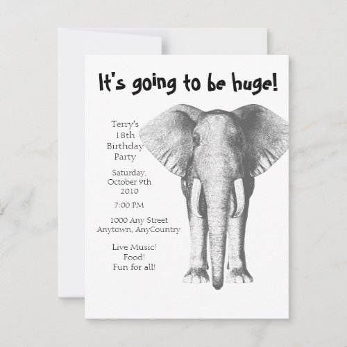 Elephant--It's going to be huge- Birthday Personalized Announcement
