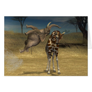 Elephant Jumps Over Giraffe Cards