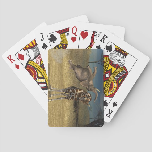 Elephant Jumps Over Giraffe Poker Cards (Back)
