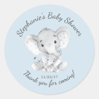 Elephant Jungle Animals Baby Shower Favor Sticker