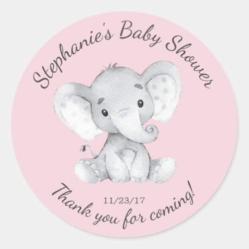 Elephant Jungle Animals Baby Shower Favor Sticker