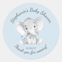 Elephant Jungle Animals Baby Shower Favor Sticker