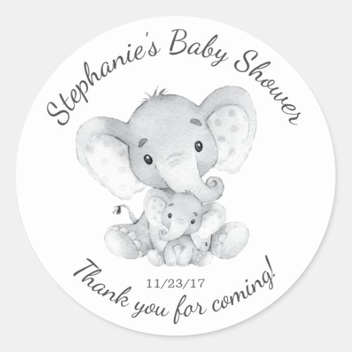 Elephant Jungle Animals Baby Shower Favor Sticker