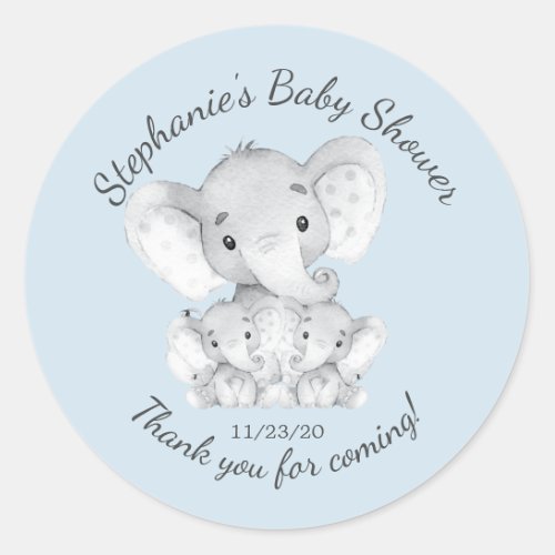 Elephant Jungle Animals Twins Baby Shower Favor Classic Round Sticker