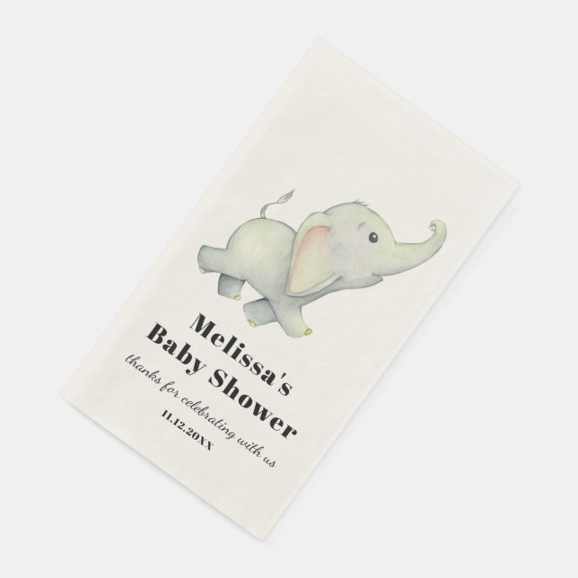 Elephant Jungle Baby Shower Paper Guest Towels (Corner)