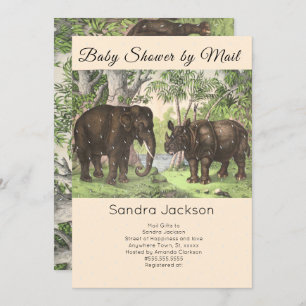 Elephant jungle Gender neutral Baby Shower by Mail Invitation