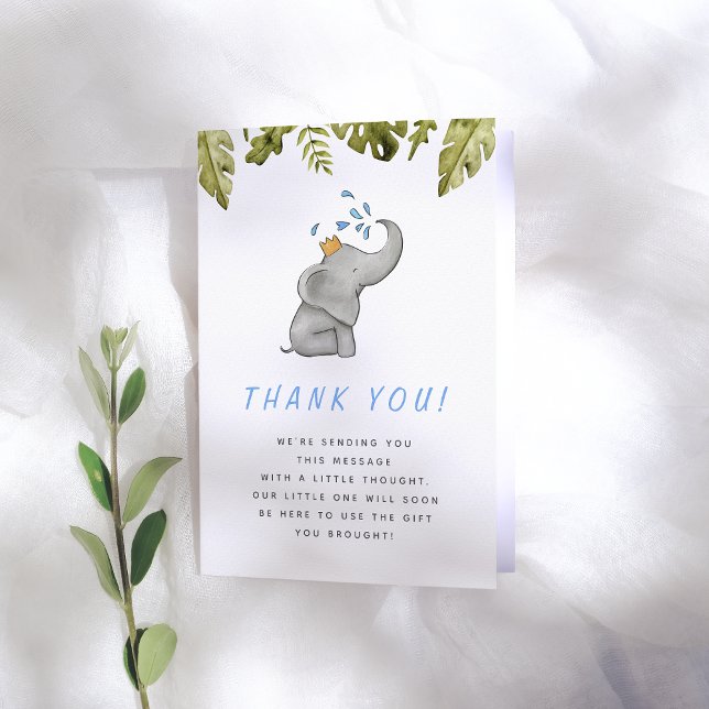 Elephant & Jungle Greenery Baby Shower Thank You Card (Creator Uploaded)