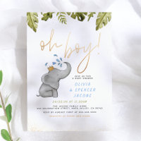 Elephant & Jungle Greenery Gold Oh Boy Baby Shower