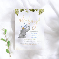 Elephant & Jungle Greenery Gold Oh Boy Baby Shower