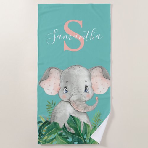 Elephant jungle safari  beach towel