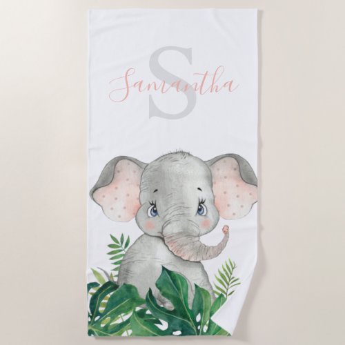 Elephant jungle safari  beach towel