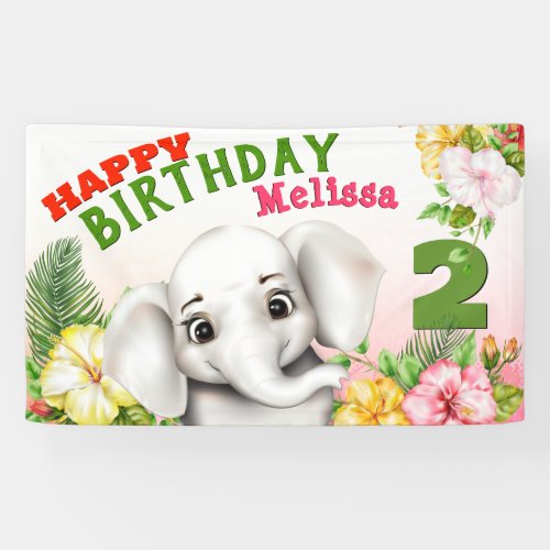 Elephant Jungle Safari Birthday Banner