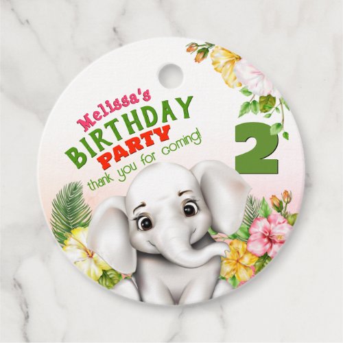 Elephant Jungle Safari Birthday Favor Tags