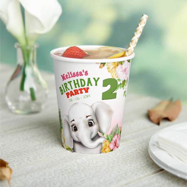 Elephant Jungle Safari Birthday Party Paper Cups (Insitu)