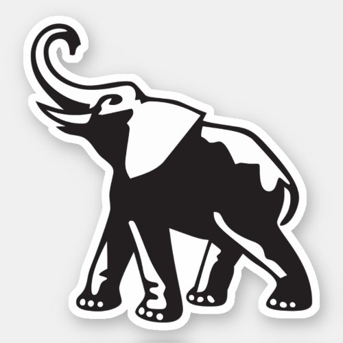 Elephant Jungle Safari Black White Walking Sticker