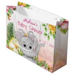 Elephant Jungle Safari Personalized Baby Shower Large Gift Bag